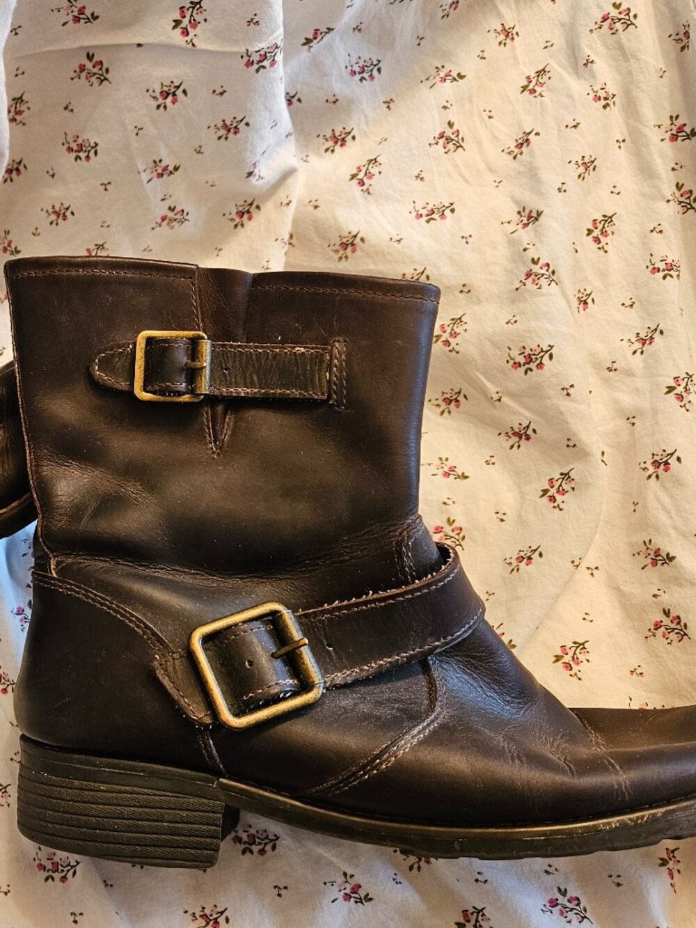Denver Hayes dark brown leather low calf moto boot L8.5